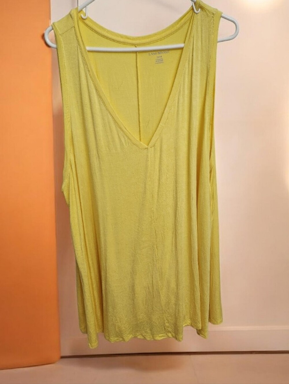 Lane Bryant Bright Yellow V-Neck Sleeveless Tank